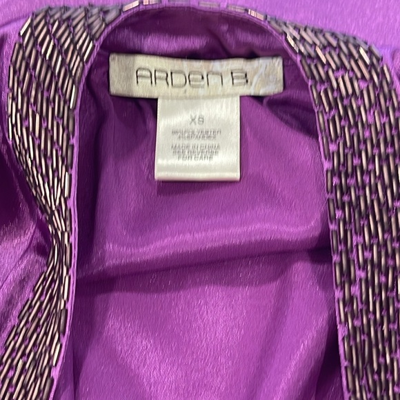 Arden B Satin Low Back Beaded Halter Raspberry Purple Mini Dress -XS - Picture 6 of 8